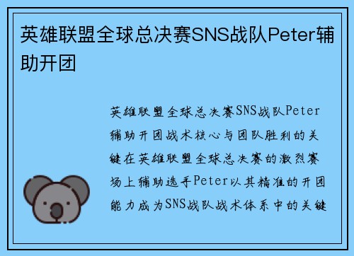 英雄联盟全球总决赛SNS战队Peter辅助开团